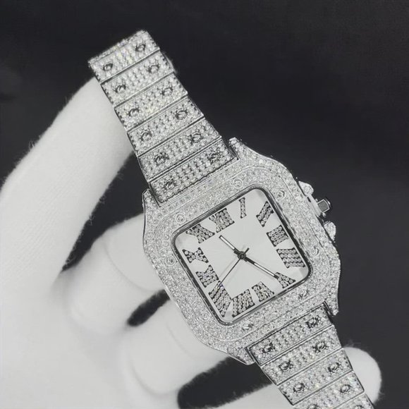 NEW | Luxury Iced Out Square Body White Gold Edition Watch - Picture 7 of 8